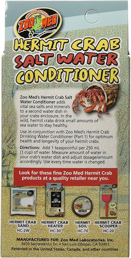 (3 Pack) Zoo Med Hermit Crab Salt Water Conditioner, 2.25-Ounce Each