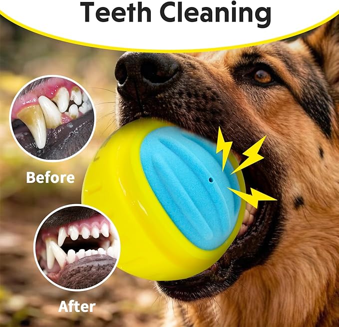 Dog Toy Ball, Indestructible Squeaky Ball for Aggressive Chewers, 3" TPR Rubber Clean Teeth, Relieve Anxiety & Boredom, Interactive Fetch Toy for Medium Large Dogs, Pools &Outdoor Play (Yellow)