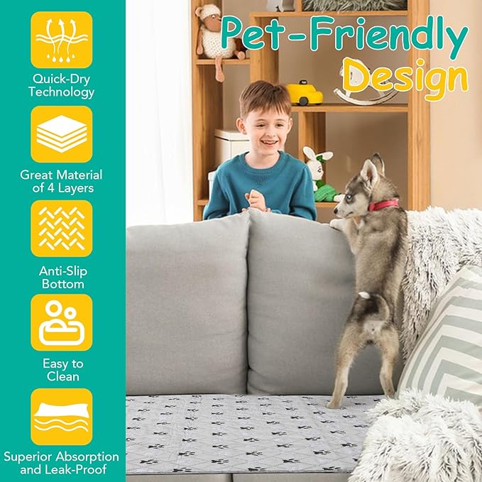 FURWEY 1 Pack Extra Large 72"X72" Washable Pee Pads for Dogs Super Absorbent Dog Training Pads Non-Slip Waterproof Pet Training Pads Mats Whelping Pads for Dogs Cats Puppy