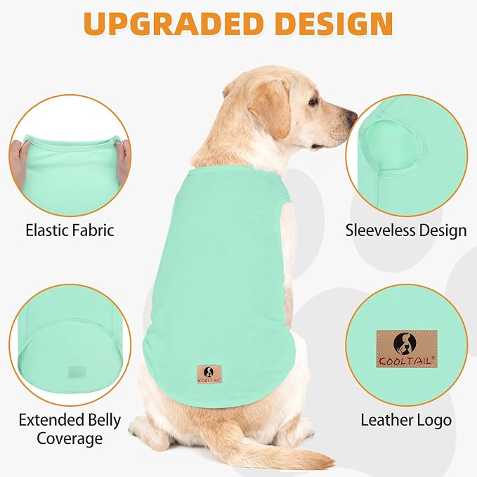 KOOLTAIL Large Dog Clothes for Boy Girl, 2 Pack Cotton Summer Dog T Shirts UV & Insect Protection for Outdoor Camping, Anti-Hair Loss Breathable Sleeveless Pet Vest Tank Tops Apparel, Green&Purple, XL