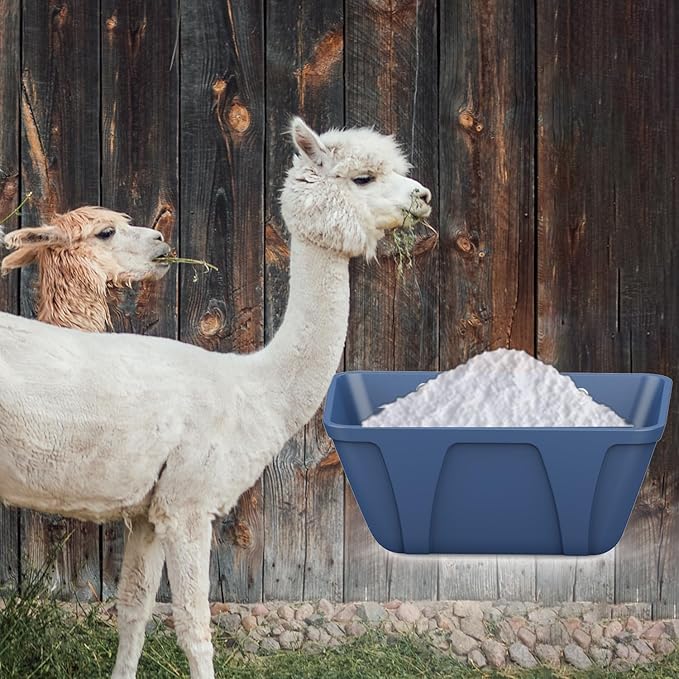 mozoba Hanging Chicken Feeder Trough for Goat Sheep Deer Poultry Duck Chicken Fence Feeder Livestock Feeding Container Goats Supplies Feeders Waterer Bucket (Dark Blue)