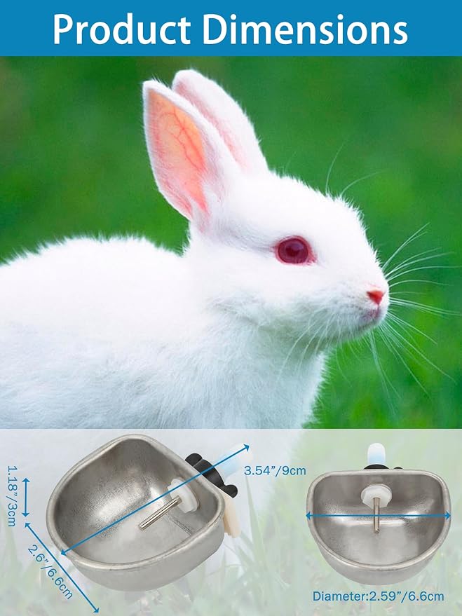Rabbit Drinking Water Bowl, 10PCS Nipple Drinker, 3.54x2.60x1.18in Stainless Steel Rabbit Water Feeder, Anti Scratch, Removable Hanging Pet Cage Water Bowl