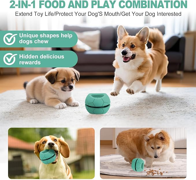 2-in-1 Treat Dispensing Dog Toys & Puzzle Toy with Bully Stick Holder - Durable Natural Rubber Dog Chew Toy for Aggressive Chewers, Boredom & Anxiety Relief, Teeth Cleaning