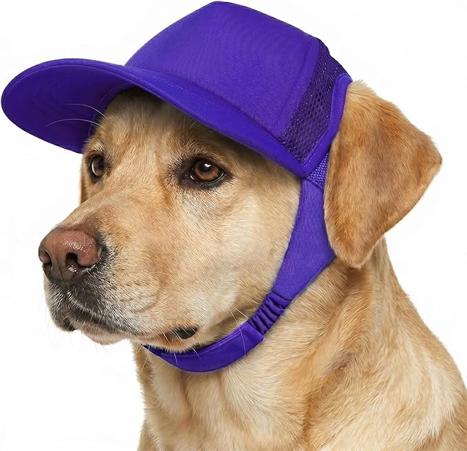 Tuff Pupper Dog Baseball Cap | UV Protection Dog Sun Hat | Breathable Lightweight Design | Secure Adjustable Chin Strap | Quick-Dry Fabric | Reinforced Brim | Small Medium Large Dogs (Purple, XL)