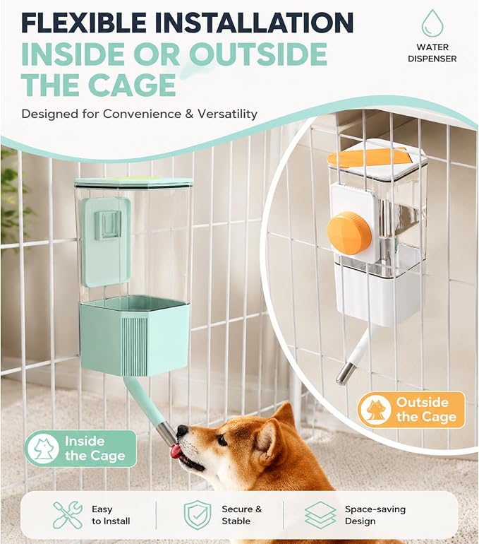 47OZ No-Drip Small Animal Water Bottle, Large Capacity Leakproof Hanging Pet Water Dispenser for Cage Crate, Water Feeder for Guinea Pig, Hamster, Rabbit, Ferret, Chinchilla (White)