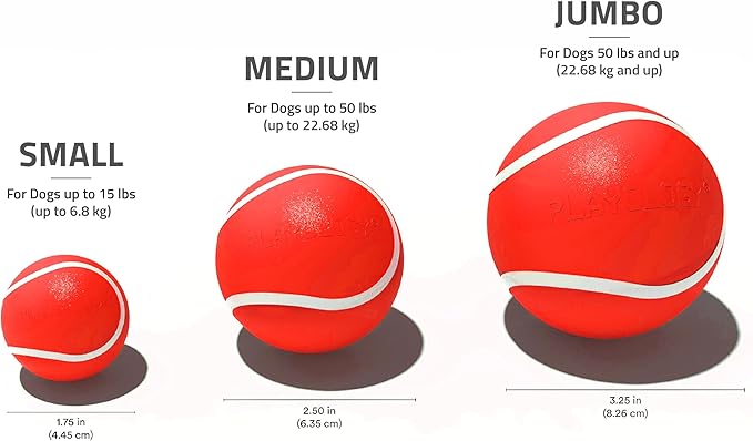 Playology Dog Toys | Squeaky Chew Ball for Dogs, Value 3-Pack | Beef Scented Small Dog Balls | Bouncy Floating Chew Toys for Fetch