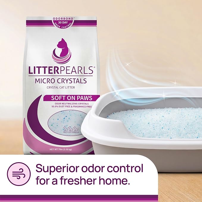 Litter Pearls Micro Crystals Unscented Non-Clumping Crystal Cat Litter with Odorbond, 10.5 Pounds
