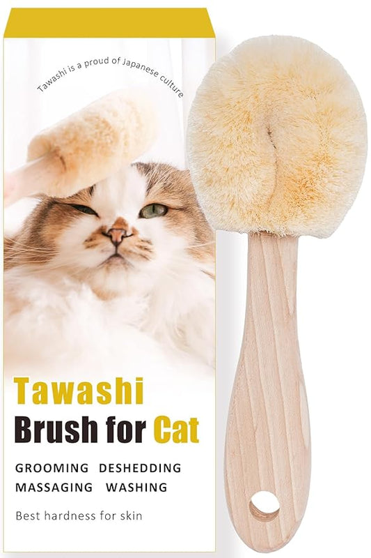 Wablade Cat Brush, Gentle Grooming Brush for Sensitive Cats & Kittens – Soft Grooming & Massage, Gently Removes Loose Surface Fur (Not a Deshedding Tool), Sisal, Made in Japan (Type-B)
