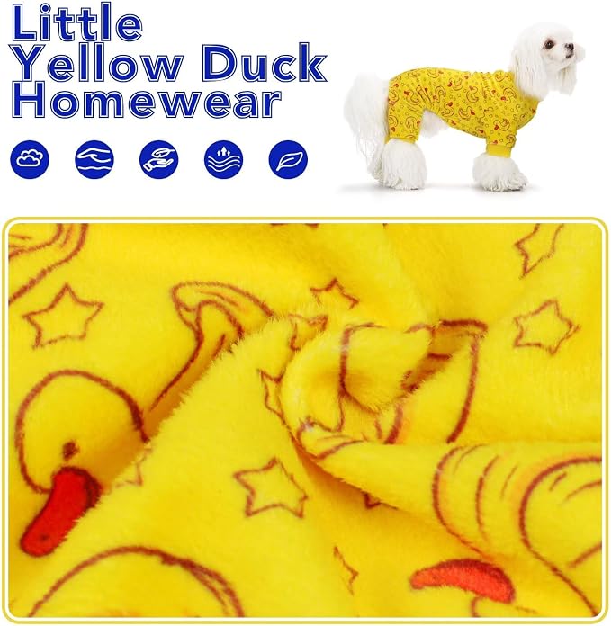 Paiaite Dog Pajamas Onesie: Comfortable Four-Legged Apparel for Small, Medium, & Large Dogs, Polyester Material for Comfort, Wrinkle Resistance, Moisture Wicking, Stretchiness Rotating Duck S