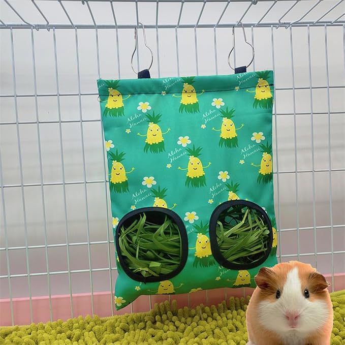 Rabbit Hay Feeder Hanging Feeding Hay Guinea Pig Hay Feeder Storage for Bunny Chinchilla Hamster (2 Windows) (Corn-2 Holes)