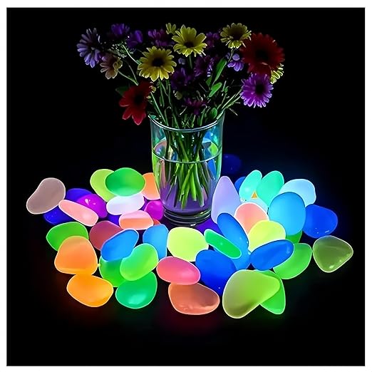 1000 PCS Glow in The Dark Pebbles, Mixed Color Luminous Stones, Waterproof Resin Glowing Rocks, Decorative Glow Gravel for Garden Pathway, Plant Pots, Aquarium, Yard and Home Indoor Outdoor Decoration