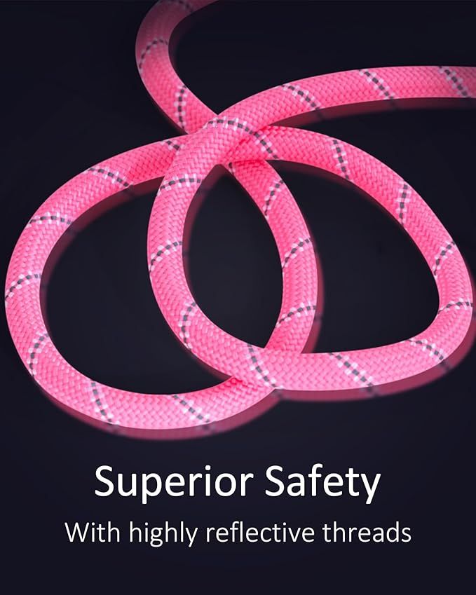 Long Dog Leash for Dog Training 20FT, Heavy Duty Dog Lead for Large Medium Small Dogs Outside Walking, Playing, Camping, or Yard, Pink