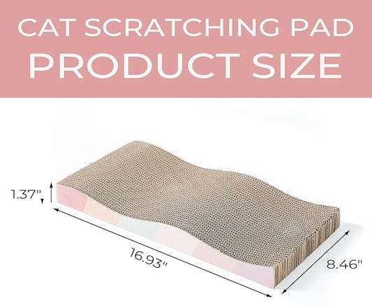 SIDAZON Cat Scratching Pads Cardboard Cat Scratchers for Indoor Cats Reversible Large Wide Corrugated with Catnip and Mini Toy (3pcs)