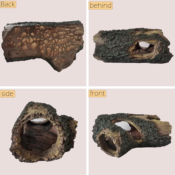 IBWell Aquarium Wood Fish Tank Decorations，Resin Fake Logs Terrarium DÉCor, Reptile Hide Aquarium Hideout for Fish Cave, Small Turtles, to 20 Gallon Tank