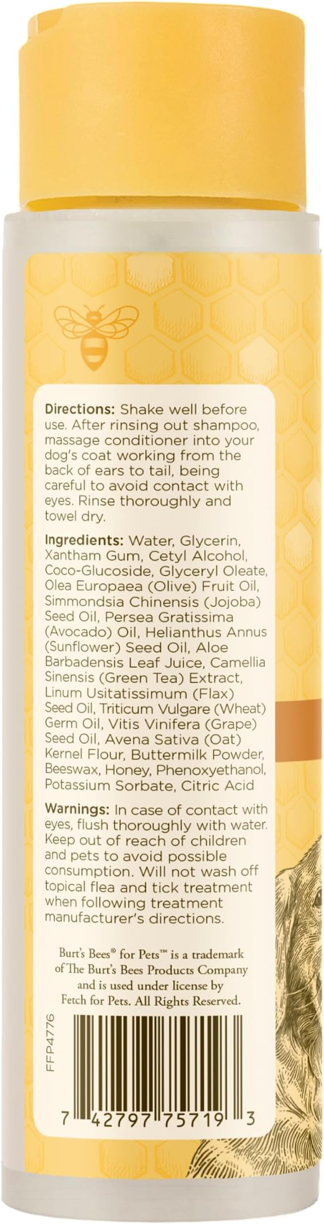 BURT'S BEES FOR PETS Oatmeal Dog Conditioner with Colloidal Oat Flour and Honey, Moisturizes and Softens Dry Dog Coats, pH Balanced and Fragrance-Free, 95% Natural Origin, 10 Fl Oz - 2 Pack