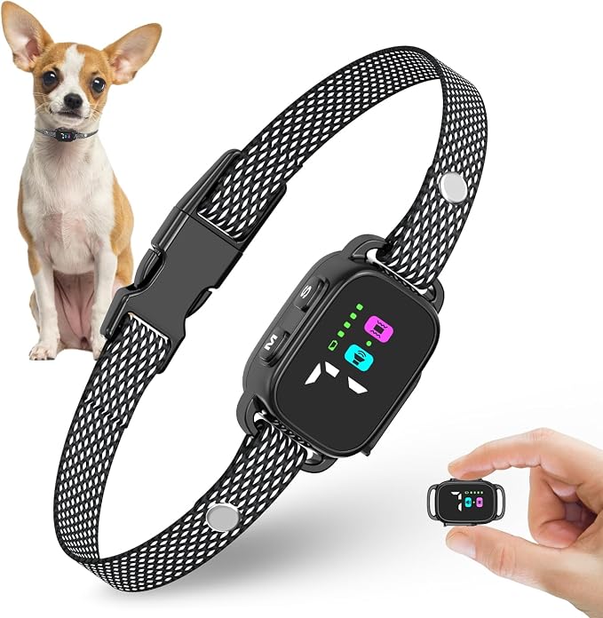 Anti-Bark Collar for Small Dogs, No Shock Anti Barking Collars with 7 Sensitivities, 3 Adjustable Modes Beep & Vibration, IP67 Waterproof - Effective & Humane, Premium Black