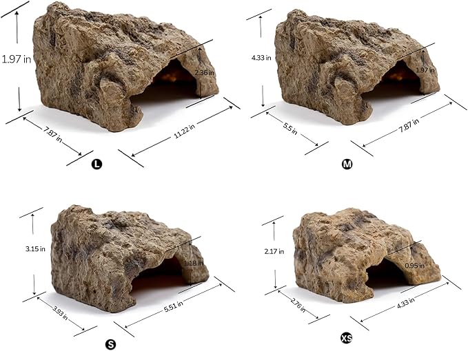 Reptile Hide for Leopard Gecko,Bearded Dragon,Ball Python & Tortoise – Terrarium Habitat Décor, Snake & Lizard Hideout (Resin, Small)