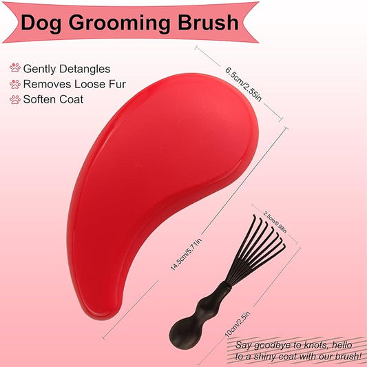 Puppy Brush - Soft Dog Brush - Perfect Yorkie, Shih Tzu, Maltipoo & Maltese Grooming - Gentle Hair Remover for Easy Pet Grooming at Home (Rose Red)
