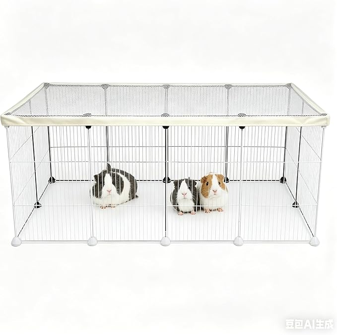 Cage Cover, Ventilated Mesh Top for C&C Midwest Guinea Pig Cage, Breathable & Escape-Proof Small Animal Enclosure Lid with Secure Clips for Rabbits（Not Include cage） (56inx28in Cage Cover)