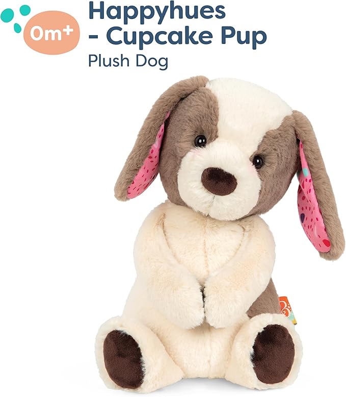 B. toys – 12-Inch Plush Dog – Huggable Dog Stuffed Animal Toy – Soft & Cuddly Plush Puppy – Washable – Babies, Toddlers, Kids – Happy Hues – Cupcake Pup – 0+ Months