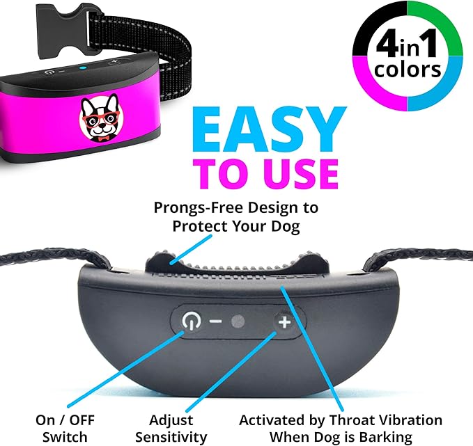 Small Dog Bark Collar Rechargeable - Anti Barking Collar for Small Dogs - Smallest Most Humane Stop Barking Collar - Dog Training No Shock Bark Collar Waterproof - Safe Pet Bark Control Device