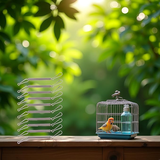 10Pcs Spring with 2 Clips, Wire Cage Clips for Small Pet Water Bottle, Rabbit, Guinea Pig, Hamster