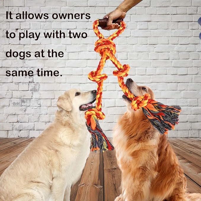 Large Dog Rope Toys for Aggressive Chewers Pitbull Tug of War Interactive Heavy Duty Outdoor Medium Large Breed XL Dog Chew Rope Strong Durable Dog Tug Toys Tough Pull Rope with Handle