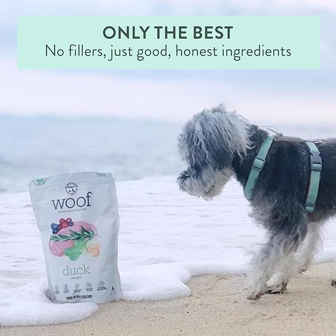 The New Zealand Natural Pet Food Co. WOOF Freeze Dried Dog Food - Duck Recipe, High Protein Dog Food, Natural Dog Treats, Toppers & Meals, 2.2 lb