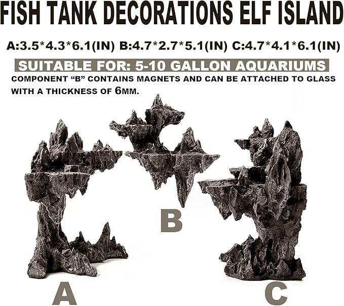 Allcolor Fish Tank Decor Rocks.Aquarium Decoration Model.Easy Superior Aquascape (Elf Island)