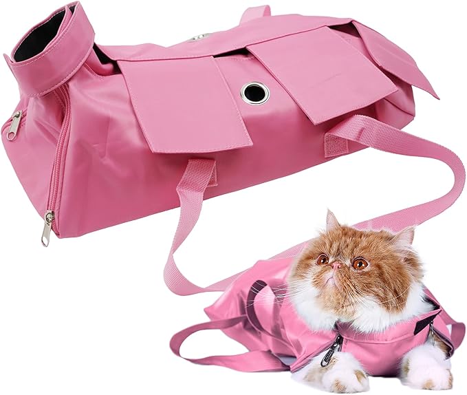 Cat’s Restraint Bag for Claw Care Nail Trimming Anti-Scratching Grooming Bag for Cats Medical Examination(Pink-s)