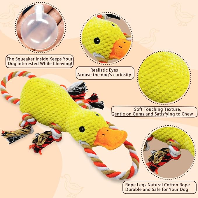 YZHDUXIU Tug of War Dog Toy, Squeaky Dog Toys Interactive Duck Puppy Toys to Keep Them Busy
