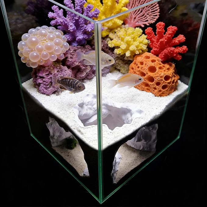 Aquarium Accessories, Fish Tanks Decoration Cottage Ornament for Fish Tanks Landscape Hideouts Cave Decors Bettas House Cave Ornament for Landscapes