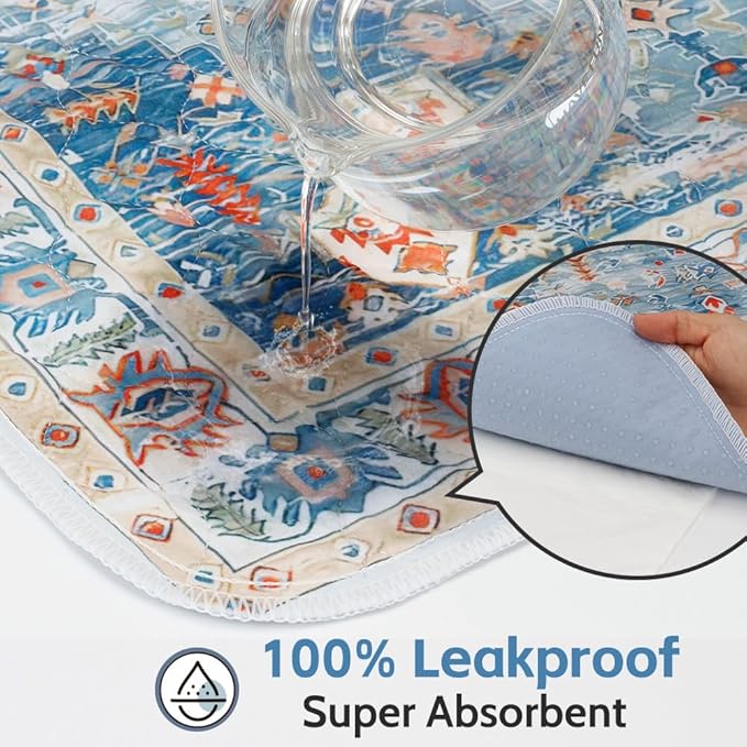 Washable Pee Pads for Dogs 2 Pack Reusable Puppy Training Pads 48"x32" Super Absorbent Waterproof Dog Training Pads, Non-Slip Potty Pads Whelping Pads Litter Mat Pet Supplies - Blue/Mix