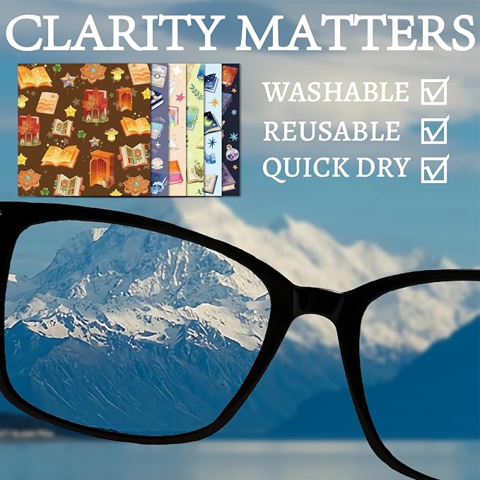 CREATCABIN 6Pcs Glasses Cleaning Cloth Book Microfiber Cleaning Cloths Suede Fiber Glasses Cleaner Wipes Soft Washable Microfiber Reusable for Eyeglasses Camera Lens Laptops Screens Phone 6 x 6 Inch