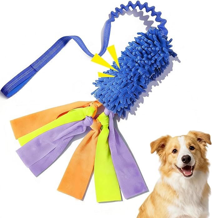 Squeaky Dog Tug Toy, Interactive Tug of War Rope Toys for Small Medium Large Dog, Soft Chenille Chewing Dog Rope Toys for Puppy Training and Play Games