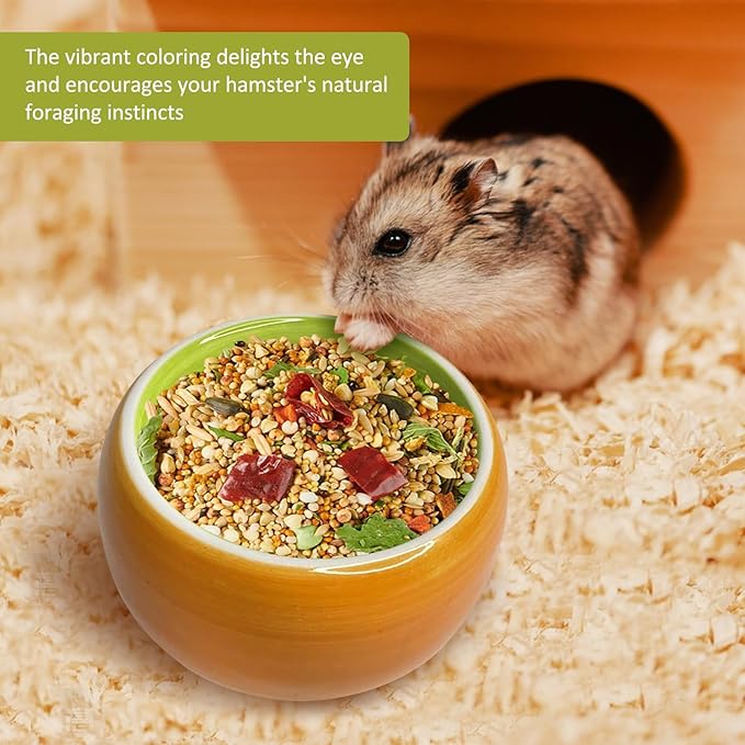 Tfwadmx 2 Pcs Hamster Bowl, Ceramic Guinea Pig Water Bowl Small Animal Food Dish for Syrian Hamster Rabbit Gerbil Chinchilla Hedgehog Sugar Glider Rat