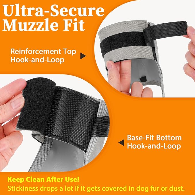 Mayerzon Dog Muzzle for Large Medium Small Dogs, Adjustable Fit, Soft & Sturdy Fabric, Prevents Fierce Barking Biting Chewing, Ideal for Grooming Walking Vet Visits, Allows to Pant Drink (Grey, L)