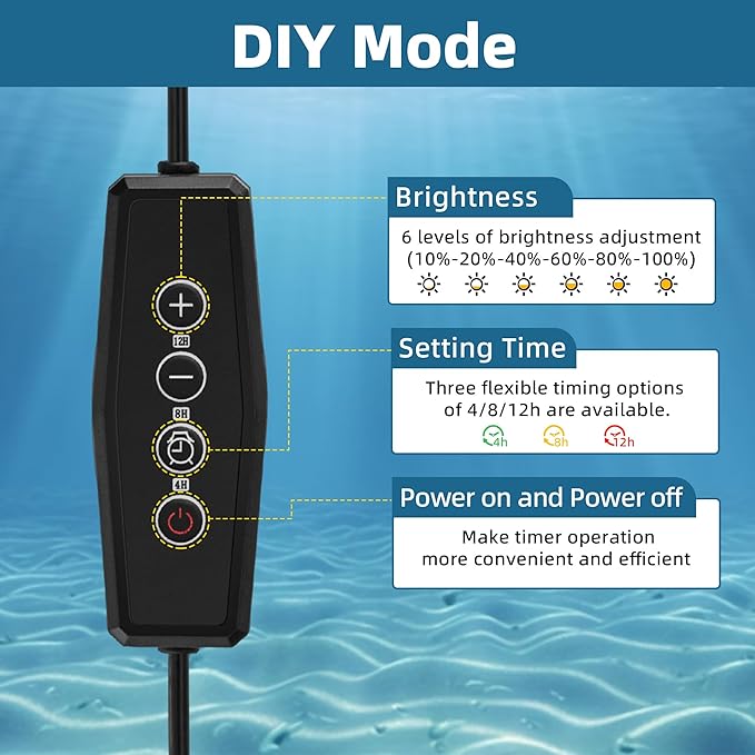 DaToo Aquarium Light Timer&Dimmer Fish Tank Light Controller with Adjustable Brightness Single Channel LED Light Timer 4/8/12h Dimmer Lights Switch for 5-24V DC LED Lights