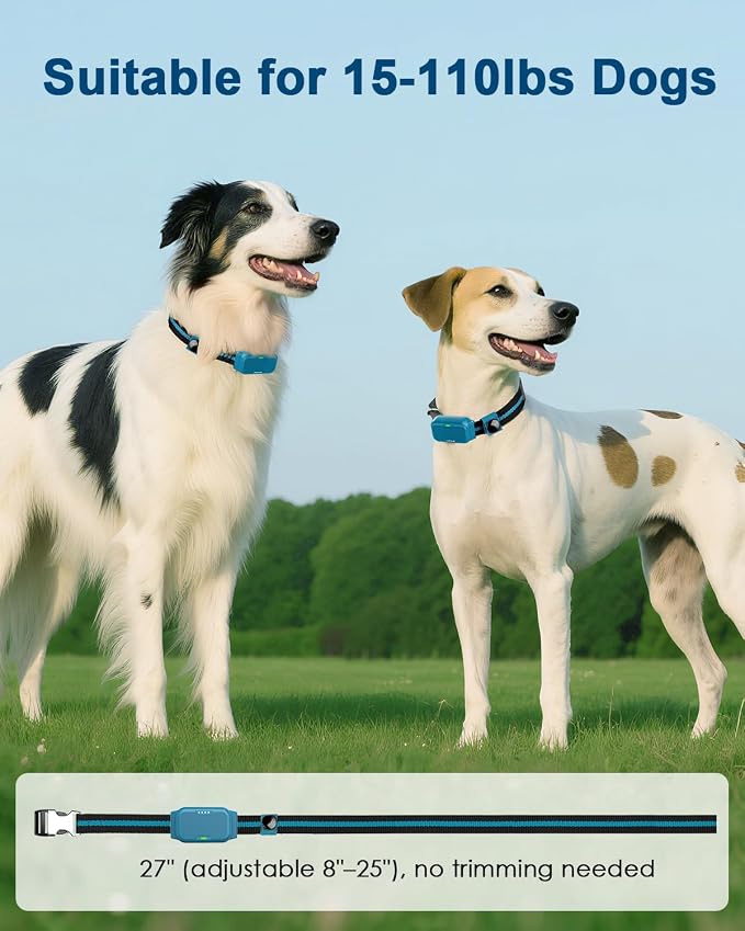 Shock Collar for Dogs, IP67 Waterproof Dog Training Collar with Remote Control, 3 Modes: Beep, Vibration, Safe Static, Rechargeable Adjustable for 15-110lbs Medium Large Dogs