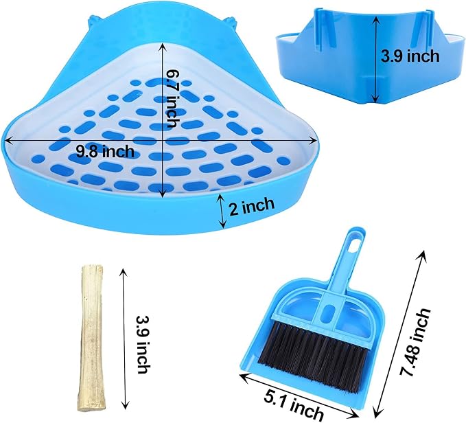 kathson Triangle Potty Trainer Corner Bunny Toilet Guinea Pig Litter Bedding Plastic Box Pet Pan for Rabbit Chinchilla Hamster Ferret Small Animal (Green)