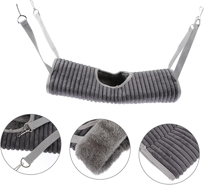 Milisten Small Animals Hanging Hammock Warm Winter Plush Bed for Ferrets Guinea Pigs Hamsters Rats Cozy Tunnel Hideout Cage Accessory for Small Pets