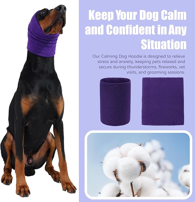 Dog & Cat Calming Hoodie - Anxiety Relief Ear Protector, Noise-Canceling Head Cover for Grooming, Bath, Force Drying, Thunder & Fireworks