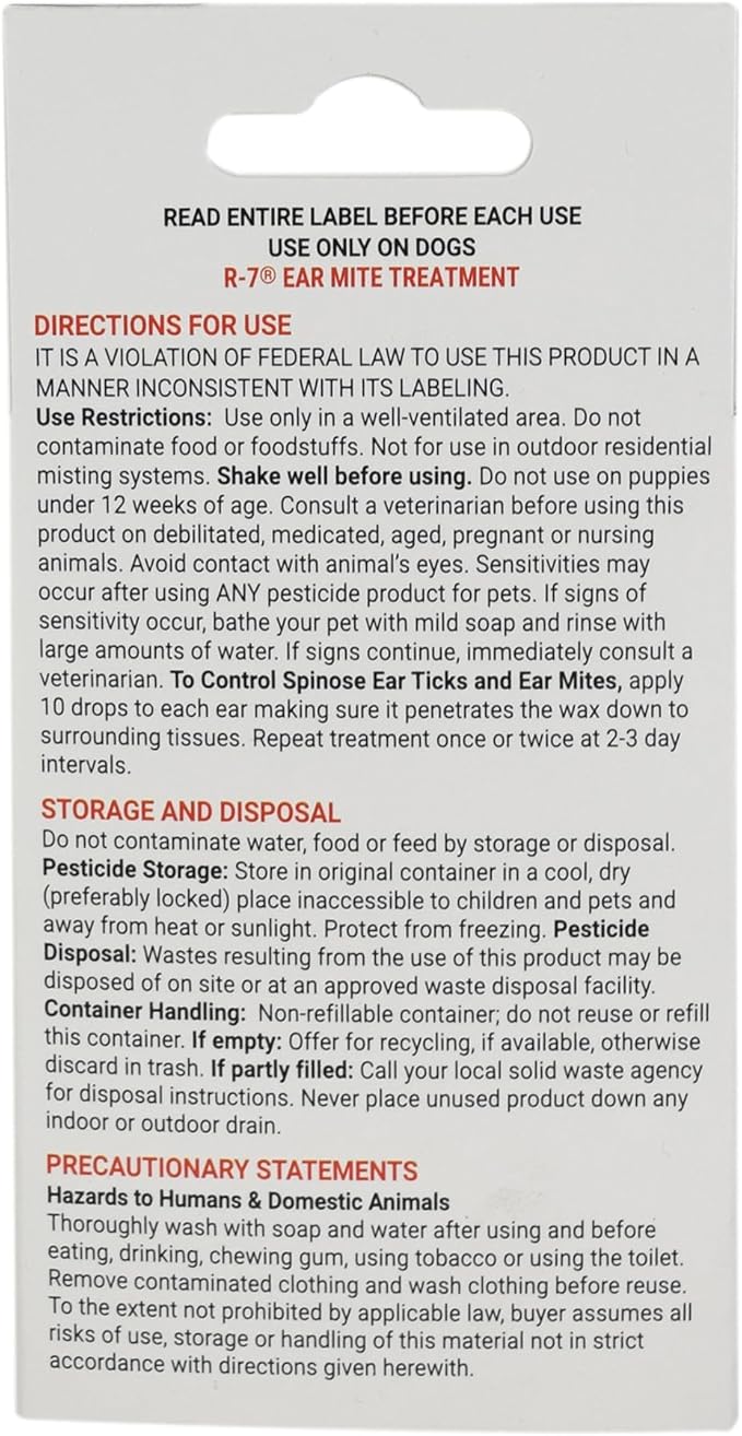 Miracle Care R7 Ear Mite Treatment and Ear Cleaner Kit for Dogs, 1 Ounce Bottles of Each, Controls Ticks and Mites