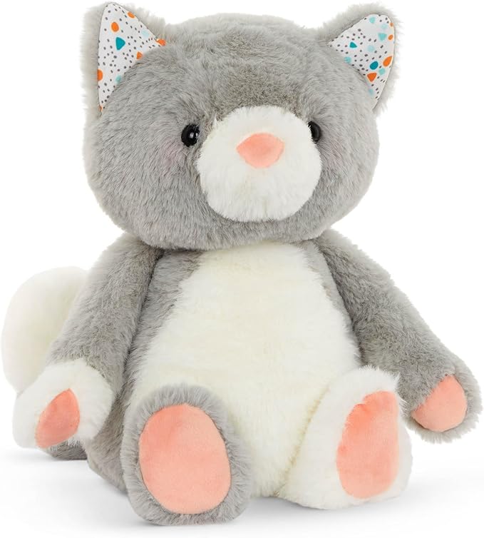 B. toys – 12-Inch Plush Cat – Stuffed Animal – Super Soft Kitten – Gray & White – 12-Inch – Washable – Baby, Toddler, Kids – Happyhues – Cloudy Cosmo – 0+ Months