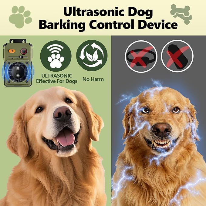 WubbaNub Anti Barking Devices, Auto Barking Control Devices with 3 Modes, Ultrasonic Dog Bark Box Barking Deterrent Devices, 50Ft Effective Rechargeable Ultrasonic Dog Control Devices