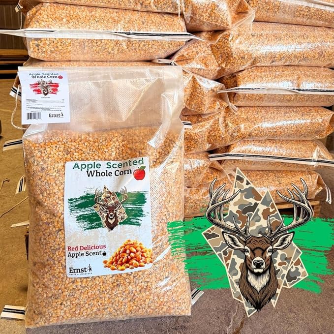 Ernst Grain & Livestock Apple Scented Deer Corn, Whole Kernel Corn for Wildlife Feed and Hunting Attractant, 46 lb Bag