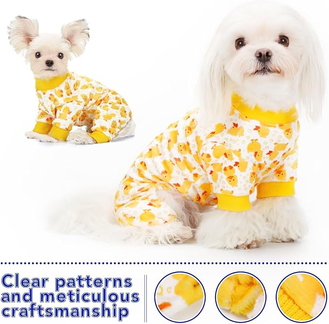 Paiaite Dog Pajamas Onesie: Comfortable Four-Legged Apparel for Small, Medium, & Large Dogs, Polyester Material for Comfort, Wrinkle Resistance, Moisture Wicking, Stretchiness Cartoon Duck M