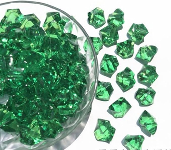 Ivie Colorful Crystal Stone Acrylic Glass Transparent Stone for Fish Tank,Aquarium,Terrariums,Vase,Plants,Garden Decoration (200grams) (green)