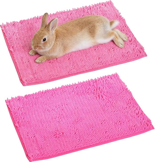 2PCS Guinea Pig Liner Washable Rabbit Cage Liner Guinea Pig Fleece Mats Reusable Bedding Pee Pads for Ferret Bunny Chinchilla Small Animals (23.62" LX15.75 W,Rose Red)