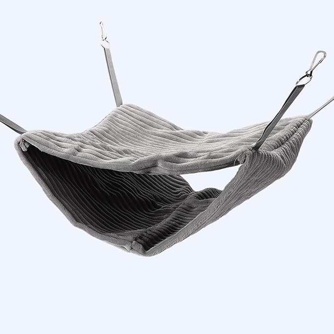 Ferret Hammock, Hanging Tunnel Bed for Cage, Fits Rats, Ferrets, Guinea Pigs, Chinchillas, Gray